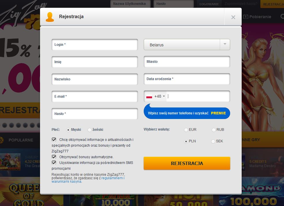 Mobilna wersja ZigZag777