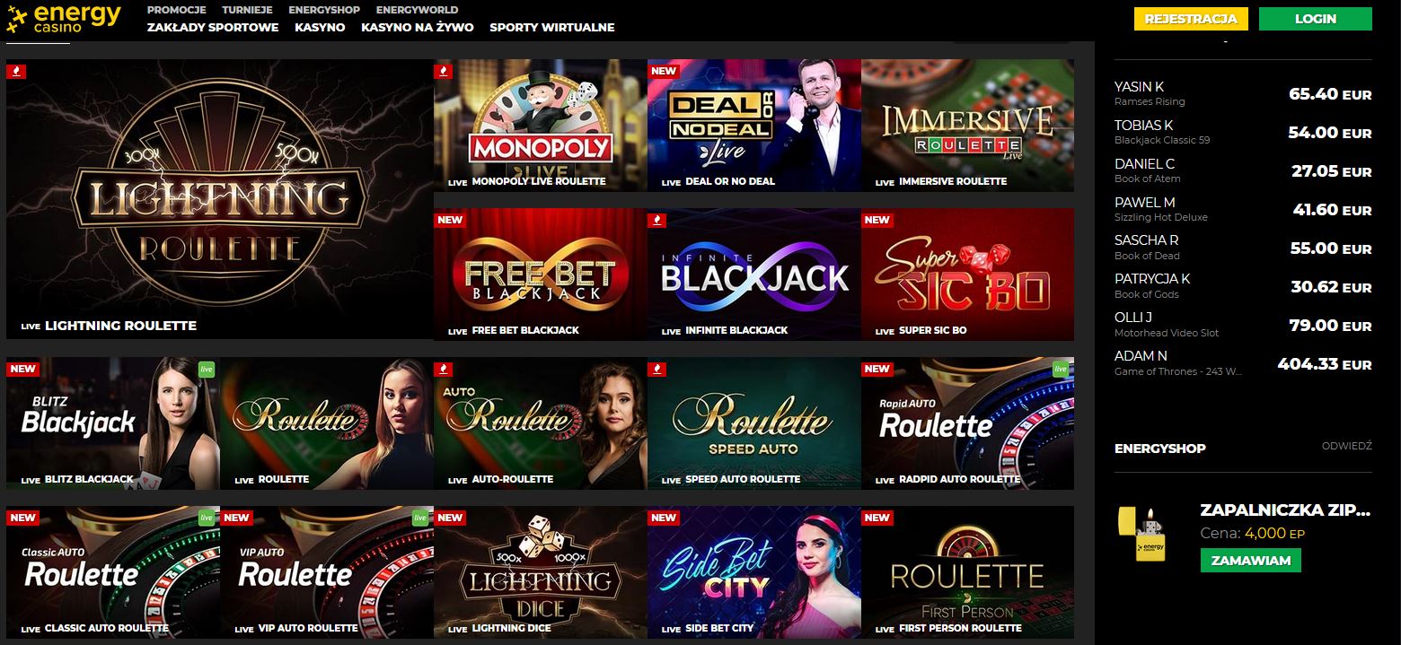 gry hazardowe Energy Casino